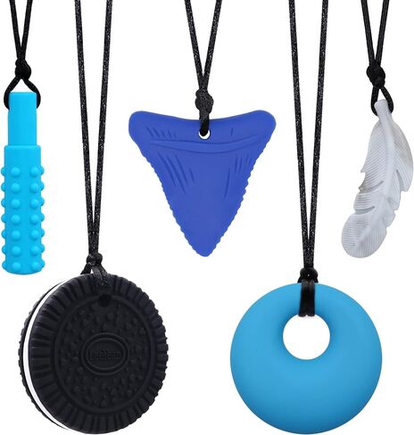 Chew Necklaces for Sensory Kids, Sensory Chewy Toys for Boys with Autism, ADHD, SPD, Chewing, Silicone Chewing Necklace Reduce Adult Anxiety Fidgeting in Saudi Arabia