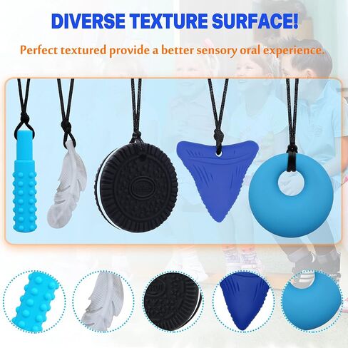 Chew Necklaces for Sensory Kids, Sensory Chewy Toys for Boys with Autism, ADHD, SPD, Chewing, Silicone Chewing Necklace Reduce Adult Anxiety Fidgeting in Saudi Arabia