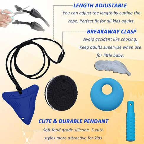 Chew Necklaces for Sensory Kids, Sensory Chewy Toys for Boys with Autism, ADHD, SPD, Chewing, Silicone Chewing Necklace Reduce Adult Anxiety Fidgeting in Saudi Arabia