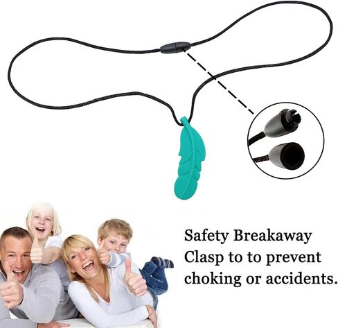 Sensory Chew Necklace for Kids, Boys and Girls, 5 Pack Silicone Feather Chewy Necklaces for Autism, ADHD, Chewing, Oral Motor Chewable Pendant for Mild Chewers in Saudi Arabia