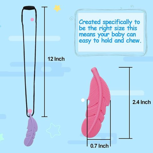 Sensory Chew Necklace for Kids, Boys and Girls, 5 Pack Silicone Feather Chewy Necklaces for Autism, ADHD, Chewing, Oral Motor Chewable Pendant for Mild Chewers in Saudi Arabia