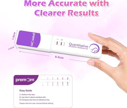 Premom Quantitative Ovulation Test Dip Card, Ovulation Predictor Kit with Digital Ovulation Reader APP, Numerical Ovulation Tests, 10 Free Urine Cups Included,10 LH Tests in Kuwait