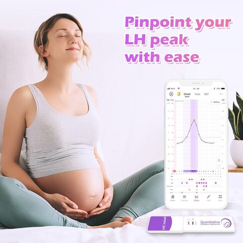 Premom Quantitative Ovulation Test Dip Card, Ovulation Predictor Kit with Digital Ovulation Reader APP, Numerical Ovulation Tests, 10 Free Urine Cups Included,10 LH Tests in Kuwait