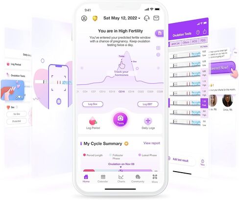 مجموعة شرائط اختبار الإباضة والحمل: Easy@Home 100 اختبار إباضة 20 اختبار حمل - مدعوم من تطبيق Premom Ovulation | 100LH + 20HCG in Saudi Arabia