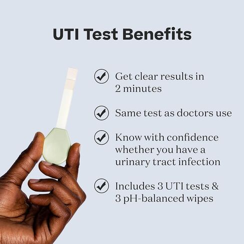 طقم اختبار Stix UTI | اختبار عدوى المسالك البولية مع نتائج فورية | دقيقة وسهلة الاستخدام | 3 اختبارات و3 مناديل مبللة بدرجة حموضة متوازنة in Kuwait