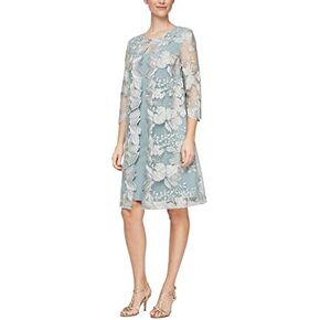Alex Evenings Women's Plus Size Midi Scoop Neck Shift Dress with Jacket