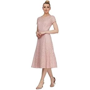 إس إل. فستان نسائي قصير الأكمام من Fashions بطول الشاي مناسب ومتوهج (ميسي صغير) in Kuwait