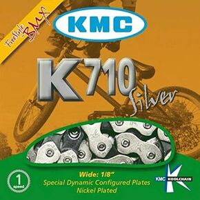 سلسلة دراجة KMC HL710 BMX (سرعة واحدة، 1/2 × 1/8 بوصة، 98 لتر، فضي) in Saudi Arabia