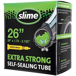 Slime 30084 Bike Inner Tube with Slime Puncture Sealant, Extra Strong, Self Sealing, Prevent and Repair, Presta Valve, 26" x 1.75-2.125" in Kuwait