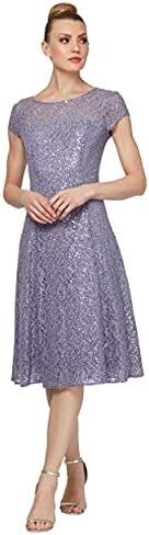 S.L. Fashions Women's Short Sleeve Tea Length Fit and Flare Dress (Petite Missy) in Saudi Arabia