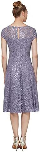 S.L. Fashions Women's Short Sleeve Tea Length Fit and Flare Dress (Petite Missy) in Saudi Arabia