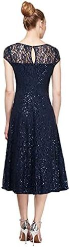 S.L. Fashions Women's Short Sleeve Tea Length Fit and Flare Dress (Petite Missy) in Saudi Arabia
