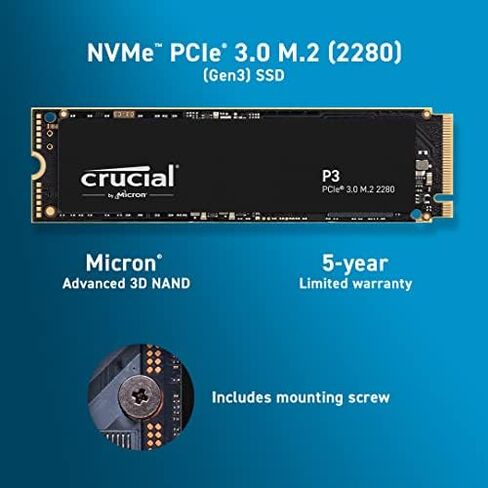 Crucial P3 1TB PCIe Gen3 3D NAND NVMe M.2 SSD, up to 3500MB/s - CT1000P3SSD8 in Kuwait
