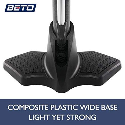 Beto Bike Pump Portable - Bicycle Floor Pump with Industrial Top-Mounted Gauge & Air Bleed Button - Presta Schrader Dunlop Valve Universal, Steel Tube 160 Psi Max (Sliver) in Kuwait