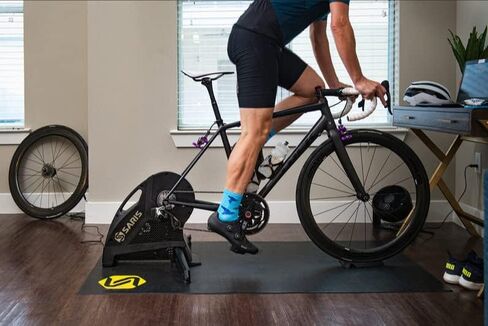 ساريس، ملحق مدرب الدراجة، بساط التدريب 65 × 36 بوصة، أسود in Kuwait