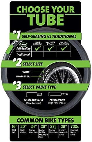 Slime 30076 Bike Inner Tube with Slime Puncture Sealant, Extra Strong, Self Sealing, Prevent and Repair, Presta Valve, 27.5 (650b) x 2.0-2.4 in Kuwait