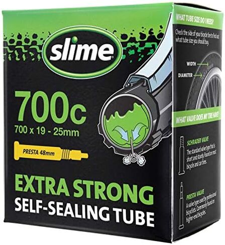 Slime 30085 Bike Inner Tube with Slime Puncture Sealant, Extra Strong, Self Sealing, Prevent and Repair, Presta Valve, 700 x 19-25mm in Saudi Arabia