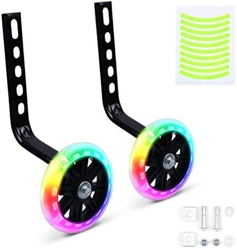 عجلات تدريب Tiekoun، عجلة تدريب على دراجة الأطفال Flash Mute مناسبة لـ 12 14 16 18 بوصة بما في ذلك المجموعة المثبتة in Kuwait