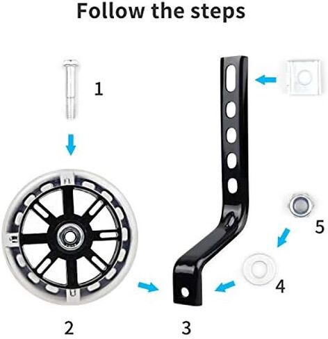 عجلات تدريب Tiekoun، عجلة تدريب على دراجة الأطفال Flash Mute مناسبة لـ 12 14 16 18 بوصة بما في ذلك المجموعة المثبتة in Kuwait