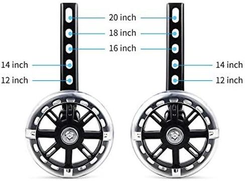 عجلات تدريب Tiekoun، عجلة تدريب على دراجة الأطفال Flash Mute مناسبة لـ 12 14 16 18 بوصة بما في ذلك المجموعة المثبتة in Kuwait