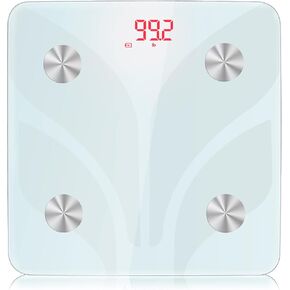 موازين وزن الجسم، موازين الحمام الرقمية مع أجهزة استشعار عالية الدقة وزجاج مقسى للأشخاص، شاشة LED، سهلة الارتداء، 400 رطل/180 كجم in Kuwait