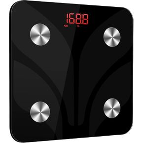 موازين الحمام الرقمية لوزن الجسم: موازين الحمام الإلكترونية مع أجهزة استشعار عالية الدقة وزجاج مقسى للأشخاص، شاشة LED، سهلة الارتداء، 400 رطل/180 كجم in Kuwait