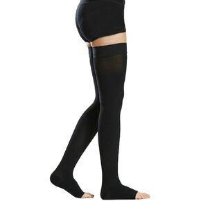TOFLY® Thigh High Compression Stockings for Women & Men (Pair), Open Toe, Opaque 20-30 mmHg Graduated Compression Hose, Medical Compression Stockings for Varicose Veins, Edema, DVT, Travel,Beige S