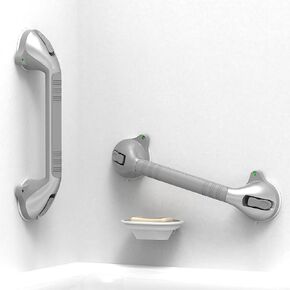 12 inch Suction Shower Grab Bar with Indicators, Tool-Free Installation, Steady Handle for Balance Assist for Bathtub,Toilet, Bathroom, Dual Tone