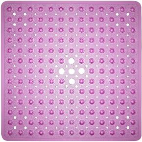 YINENN Shower Mat Square Bathroom Mats 21 x 21 inches with Suction Cups and Drain Holes, Non Slip and Washable for Showers (Purple) in Saudi Arabia