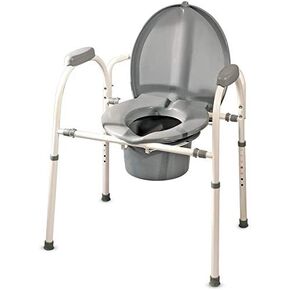 كرسي MedPro Defense Comfort Plus مع ارتفاع قابل للتعديل ومقعد مريح عريض جدًا، بديل مريح وأكثر أمانًا للمرحاض، تصميم إطار مرن، رمادي in Kuwait