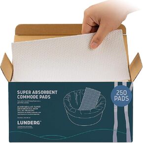 Lunderg Super Absorbent Commode Pads - Medical Grade Value Pack 100 Count | for Disposable Bedside Commode Liners, Adult Chairs, Portable Buckets & Camping Toilet Bags - Unscented in Saudi Arabia