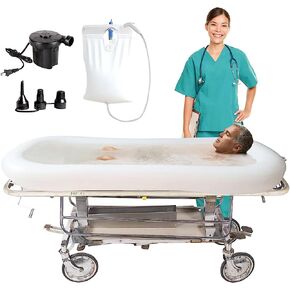 Inflatable Bathtub PVC Medical Inflatable Bathtub Kit with Water Bag Electric Air Pump Double Layer Portable Bathtub for Bedridden for Elder Disabled Bedridden (Double Layer)