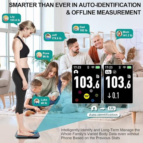 ABLEGRID Body Fat Scale, Smart WiFi Digital Bathroom Scale for Body Weight and Fat, Flip TFT Display, 16 Accurate Body Composition Scale BMI Heart Rate Trends, Baby Mode, 400lb, Rechargeable, Black in Kuwait