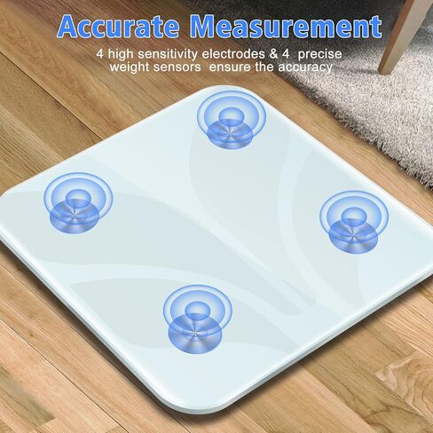 موازين وزن الجسم، موازين الحمام الرقمية مع أجهزة استشعار عالية الدقة وزجاج مقسى للأشخاص، شاشة LED، سهلة الارتداء، 400 رطل/180 كجم in Kuwait