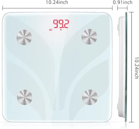 موازين وزن الجسم، موازين الحمام الرقمية مع أجهزة استشعار عالية الدقة وزجاج مقسى للأشخاص، شاشة LED، سهلة الارتداء، 400 رطل/180 كجم in Kuwait