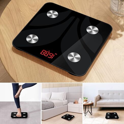 موازين الحمام الرقمية لوزن الجسم: موازين الحمام الإلكترونية مع أجهزة استشعار عالية الدقة وزجاج مقسى للأشخاص، شاشة LED، سهلة الارتداء، 400 رطل/180 كجم in Kuwait