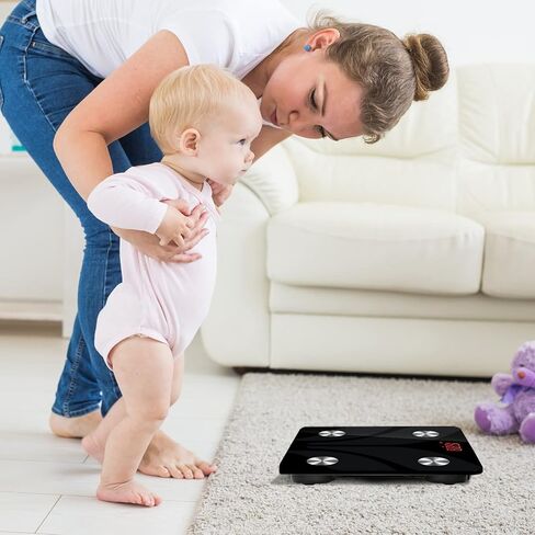 موازين الحمام الرقمية لوزن الجسم: موازين الحمام الإلكترونية مع أجهزة استشعار عالية الدقة وزجاج مقسى للأشخاص، شاشة LED، سهلة الارتداء، 400 رطل/180 كجم in Kuwait