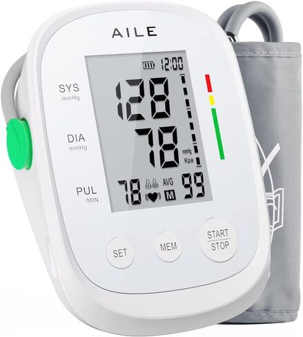 Blood Pressure Monitor,AILE Blood Pressure Machine Upper Arm Large Cuff(8.7"-16.5"Adjustable),Automatic high Blood Pressure Cuff for Home use (White) in Saudi Arabia