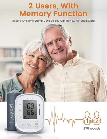 Blood Pressure Monitor,AILE Blood Pressure Machine Upper Arm Large Cuff(8.7"-16.5"Adjustable),Automatic high Blood Pressure Cuff for Home use (White) in Saudi Arabia