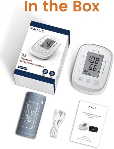 Blood Pressure Monitor,AILE Blood Pressure Machine Upper Arm Large Cuff(8.7"-16.5"Adjustable),Automatic high Blood Pressure Cuff for Home use (White) in Saudi Arabia