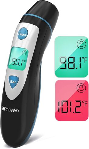 Forehead Thermometer for Adults and Kids with Ear Function (Superior Accuracy, Fast & Easy to Use with Colored Fever Alarm and 20 Memory, Quick 1-sec Temperature Thermometer in Kuwait