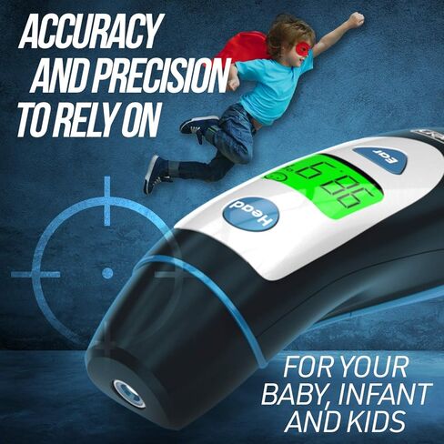 Forehead Thermometer for Adults and Kids with Ear Function (Superior Accuracy, Fast & Easy to Use with Colored Fever Alarm and 20 Memory, Quick 1-sec Temperature Thermometer in Kuwait