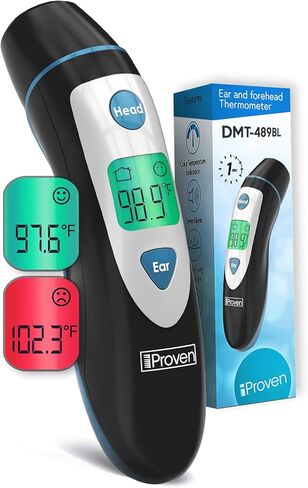 Forehead Thermometer for Adults and Kids with Ear Function (Superior Accuracy, Fast & Easy to Use with Colored Fever Alarm and 20 Memory, Quick 1-sec Temperature Thermometer in Kuwait
