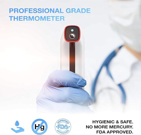 مولر ميزان حرارة بالأشعة تحت الحمراء غير متصل للبالغين والأطفال، ميزان حرارة للحمى، استدعاء ذاكرة الجسم والسطح، إيقاف التشغيل التلقائي مع مؤشر الإضاءة الخلفية، رمادي in Kuwait