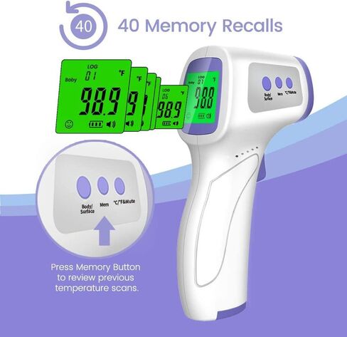 Touchless Forehead Thermometer for Adults and Kids, Instant Accuracy Readings,Fever Alarm, Quiet Vibration Feedback and 40 Memory Function in Saudi Arabia