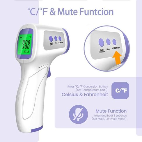Touchless Forehead Thermometer for Adults and Kids, Instant Accuracy Readings,Fever Alarm, Quiet Vibration Feedback and 40 Memory Function in Saudi Arabia