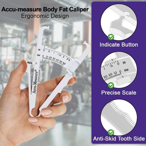 Accu-Measure Body Fat Caliper - جهاز قياس دهون الجسم المحمول باليد - فرجار Skinfold يقيس دهون الجسم للرجال والنساء in Saudi Arabia