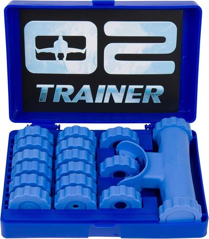 Bas Rutten O2 Trainer - Official Workout Device for Respiratory Training and Lung Muscle Fitness - Portable Breathing Mouthpiece for High Altitude and Power Training (Blue) in Saudi Arabia
