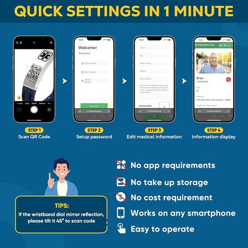 أساور Theluckytag الطبية للرجال والنساء مع رمز الاستجابة السريعة للتنبيه الطبي، أساور الهوية الرياضية للأولاد والبنات - سوار معصم مقاوم للماء من السيليكون يناسب المعصم حتى 9 بوصات - مساحة أكبر مخصصة لمعلومات تنبيه الهوية الطبية في حالات الطوارئ in Kuwait
