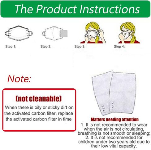 50 Pcs 5 Layers Replaceable Filters PM2.5 Activated Carbon Filter, Protective Mouth Filter for Outdoor in Saudi Arabia